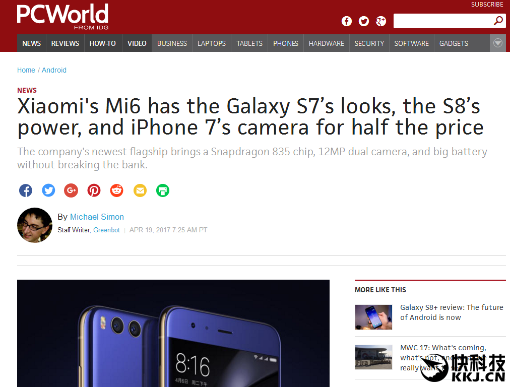 外媒一句話神總結(jié)小米6:7年探索集大成者-鋒巢網(wǎng)