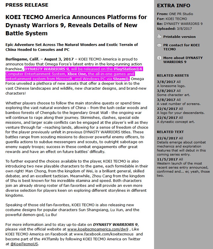 《真三國(guó)無(wú)雙8》第八代割草游戲即將上架Steam商店-鋒巢網(wǎng)